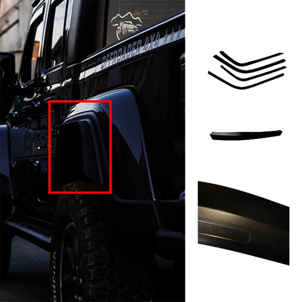 Fender Flare Extensions Set of 4 for 2020-2026 Jeep Gladiator JT, ABS Plastic 5cm Wide Wheel Arch Trim Textured Black, JT1012