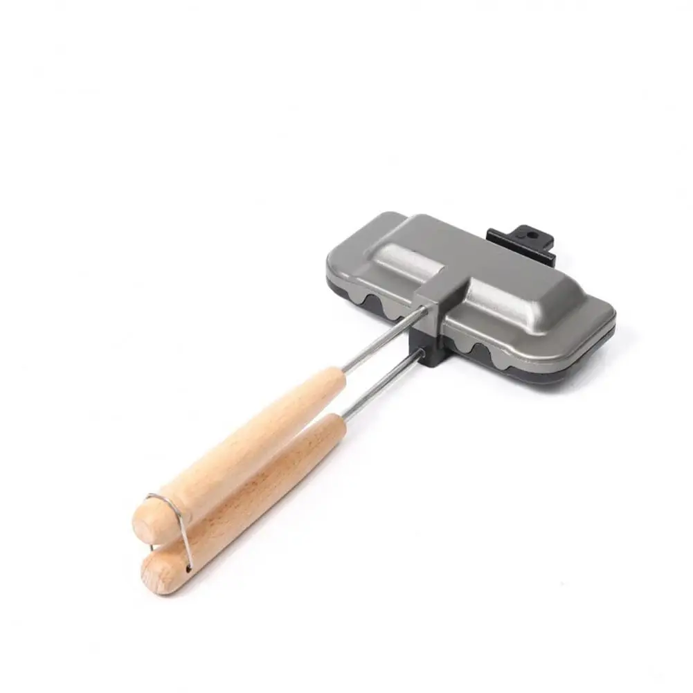 Efficient Double-Sided Nonstick Sandwich Maker & Hot Dog Toaster - Removable Handle Panini Press - Even Heat Distribution - Multi-Purpose Breakfast & Camping Specialty Cookware