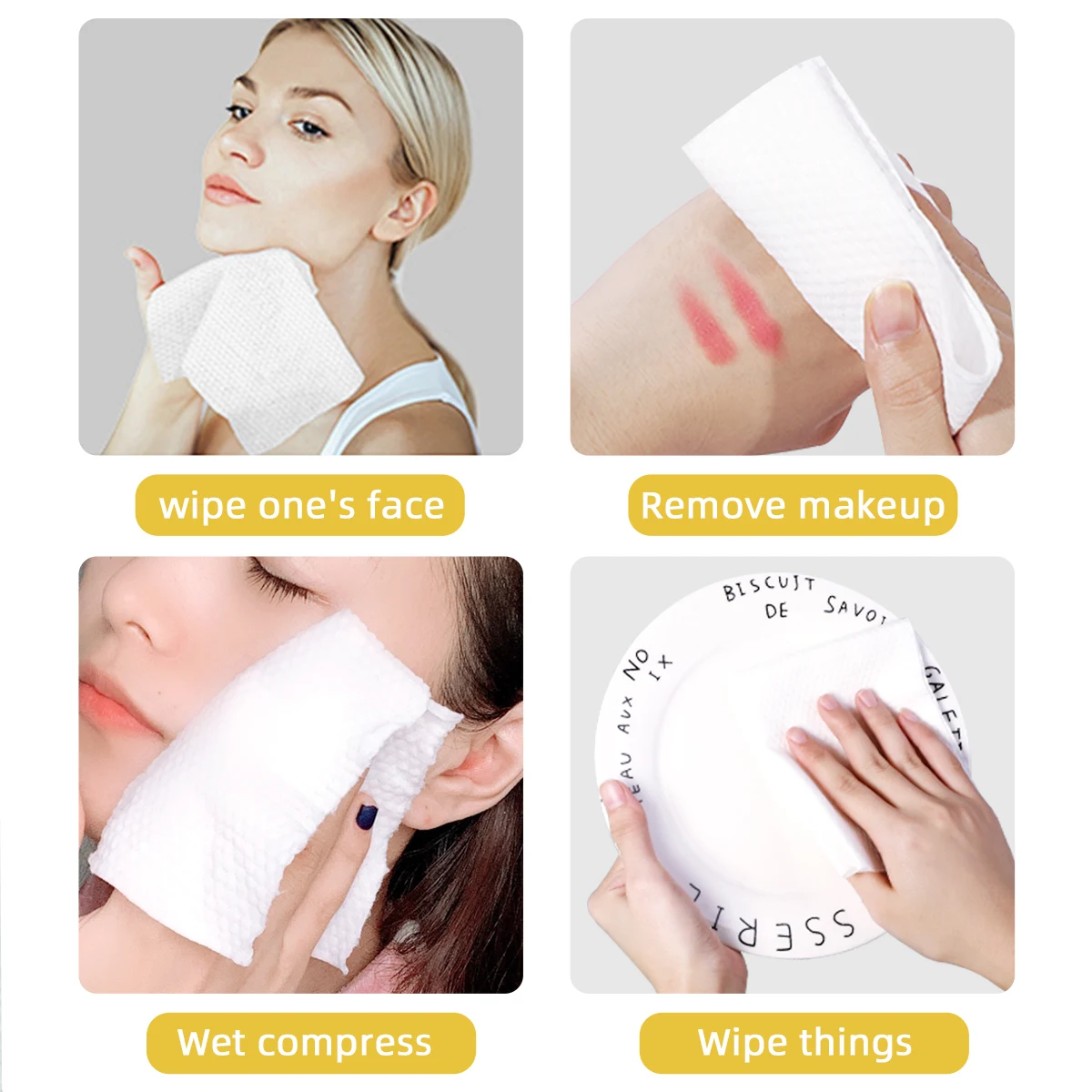 1 confezione di salviette fumé professionali, morbide e spesse, bagnate e asciutte, altamente assorbenti, utilizzate per la cura del viso e la rimozione del trucco.