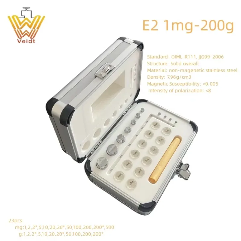 الوزن F1 1mg-2kg الصناعة القياسية اختبار الدقة كتلة القياسية 27 قطعة الفولاذ المقاوم للصدأ معايرة الوزن مجموعة