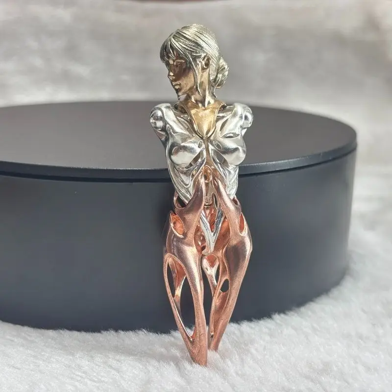

Hand-Engraved Solid Copper Woman Statue Artisanal Brass Figurines Sexy Girl Statuette Collection Model Gifts For Friend