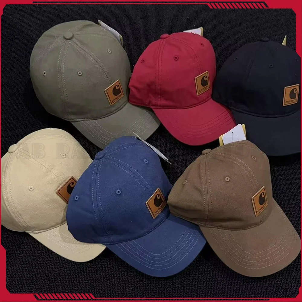 Spot Retro Outdoor Unisex Soft Top Baseball Cap Duckbill Hat Leather Tag Workwear Color Adjustable Round Top Hat For All Sea