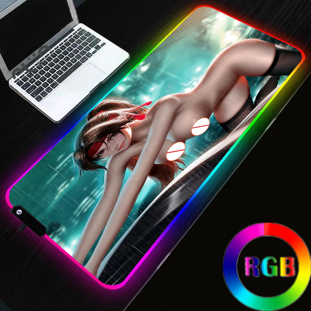 

Final Fantasy Sexy RGB Gaming Mousepad Naked Nipples Sexy Naked Girl Big Ass Gaming Mouse Pad RGB LED Gamer Mat Computer Deskmat