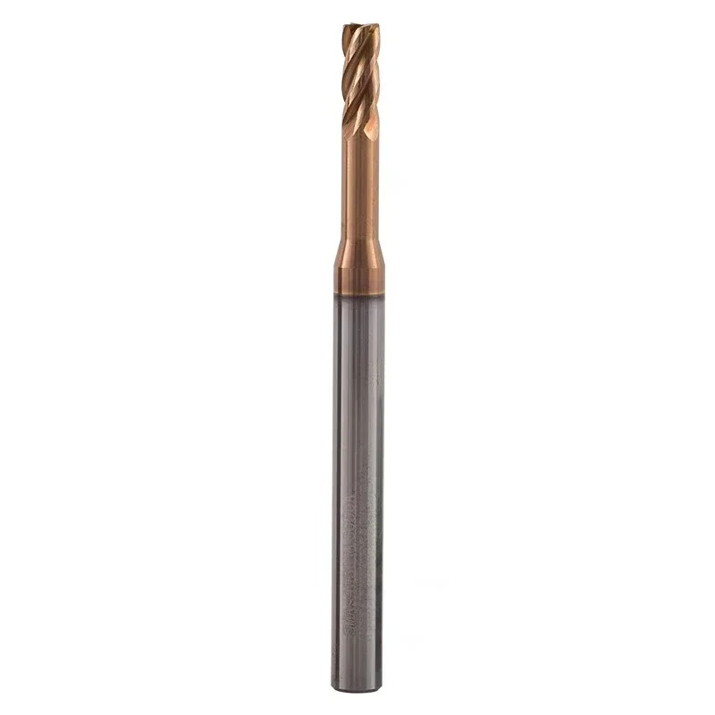 HRC60 4Flute Solid Carbide Long Neck Bull Nose Milling Cutter Deep Groove Round Endmill R-Angle Small Diameter Min R0.1  R0.2