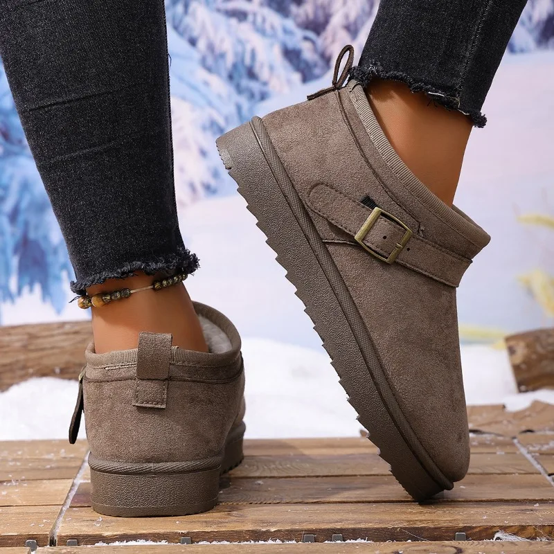 Winter Women's Solid Color Comfortable Vintage Keep Warm Snow Boots Women Fashionable Anti Slip Wear-resistant Thick Sole Shoes