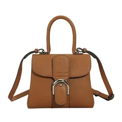 Bolsa de couro genuíno para mulheres, bolsa de ombro retrô para senhoras, bolsa de alça superior, 100% couro genuíno, moda luxuosa, 2023