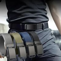 Men's Automatic Buckle Canvas Tactical Belt Durable Casual Outdoor Hunting Adventure Training Pants Belt Adjustable Waist Belt 
