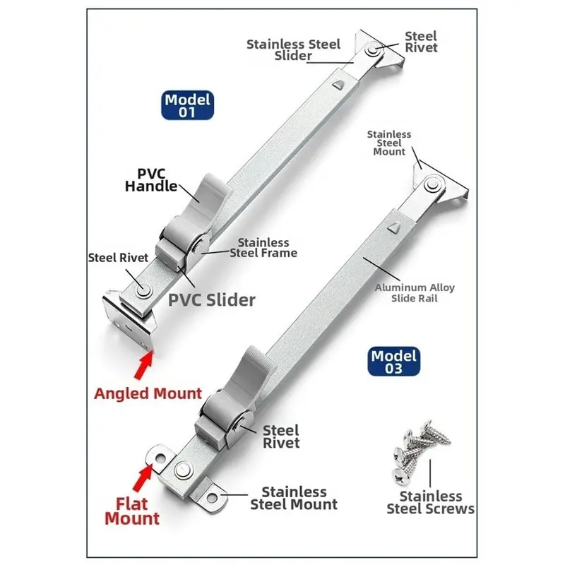 AB46-Fixed Sliding Support Window Limiter Telescopic Wind Support Angle Controller Gusset Door Window Accessories