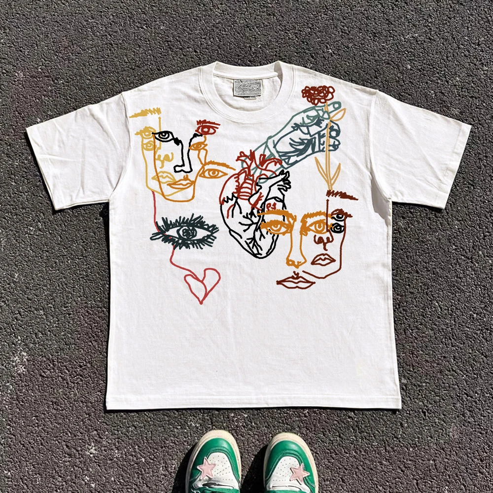 

Heavily Weighted 260G Hand-Dn ort-Sve T-irt for Students ex Unique mat Sle Faionable Sun Protection ...