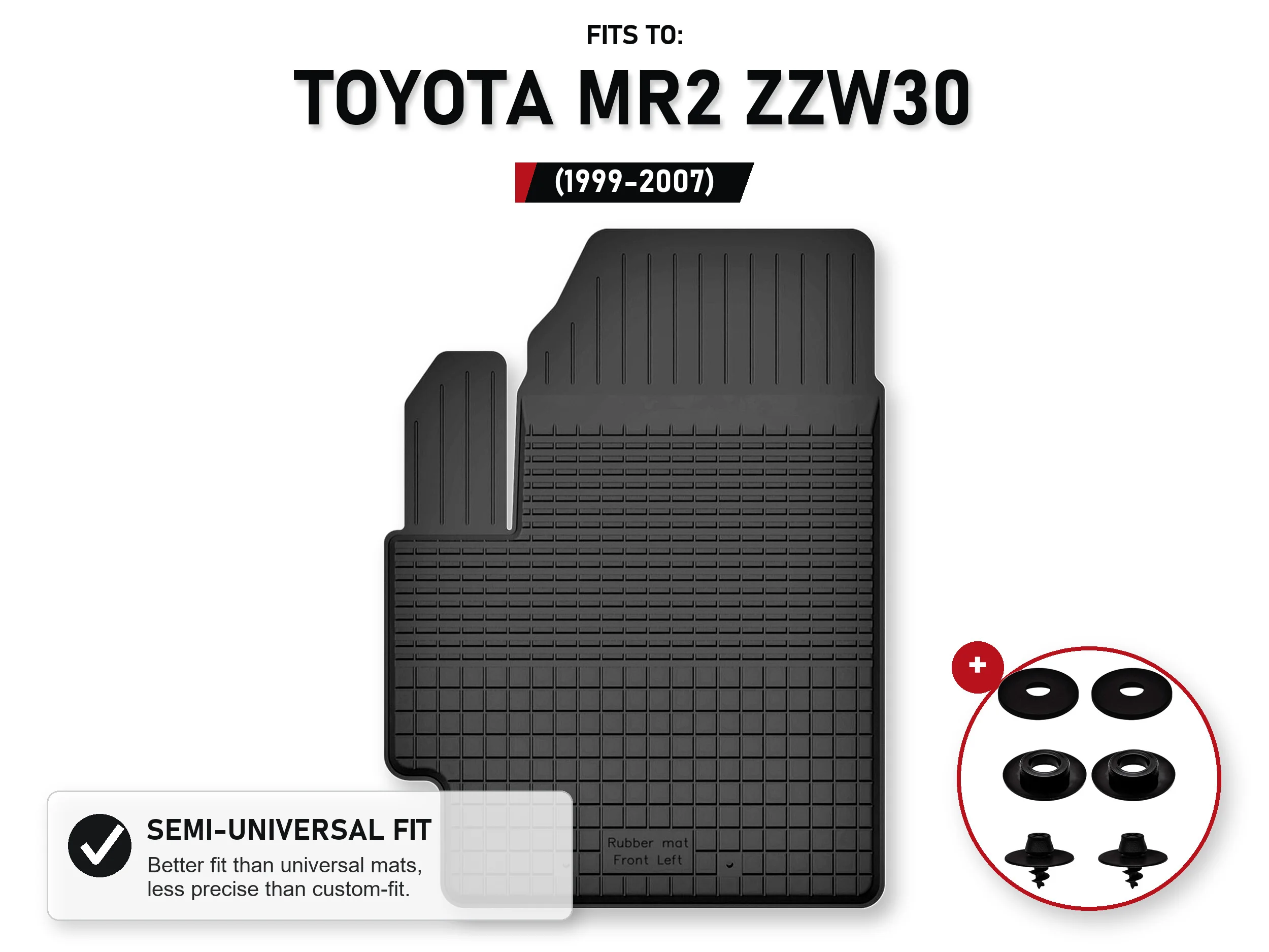 Bestuurdersmat voor: Toyota Mr2 Zzw30 1999-2007 Coupé met stoppers