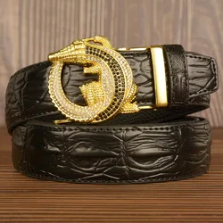 Men’s High Quality Crocodile Design Alloy Buckle Leather Belt,Fashion Split Cow Leather Belt,Men Jeans&Casual Pants Accessories;