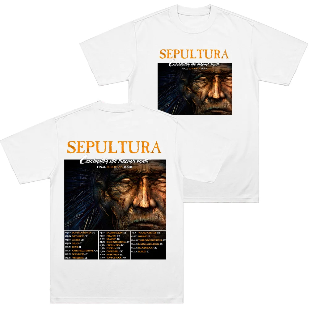 Sepultura Final European Tour T Shirts Metal Groove Metal Tees Unisex Cotton Short Sleeve High Street Unisex Rock Aesthetic Top