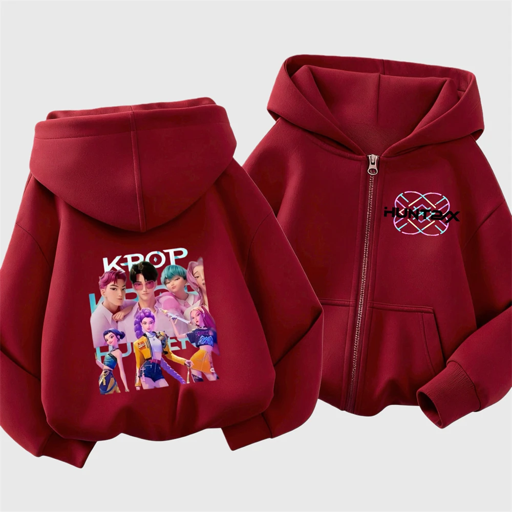 موضة هوديس الفتيات الطفل الخريف ملابس خارجية Huntrix مطبوعة مقنعين القمم سترة طفل جديد فضفاض عصري بلوزات معاطف