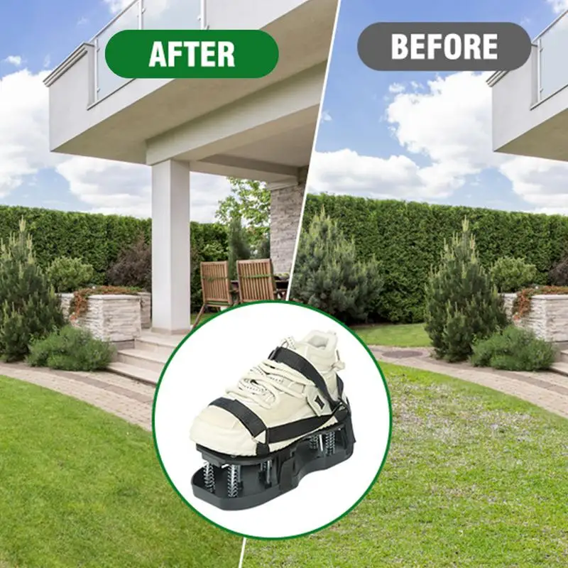 

Grass Aerator Spring Double Layer Aerating Shoes Rivet Pre-Assembled Sandals With Adjustable Strap Heavy Duty Lawn Air Aerate