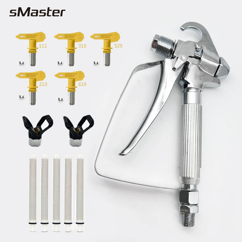 

sMaster 111 315 525 213 417 5X Filter Airless Paint Spray Gun High Pressure 3600 PSI with 2 Seat Professional Paint Gun