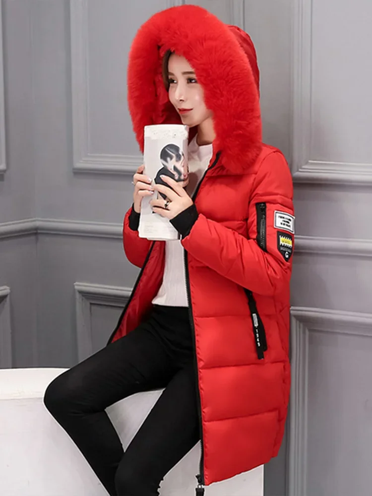 Winter Zipper Hooded Long Sleeved Women Parkas Windproof Warm Solid Color Slim Fit Lady Coats Fashion Woman Thicken Jackets