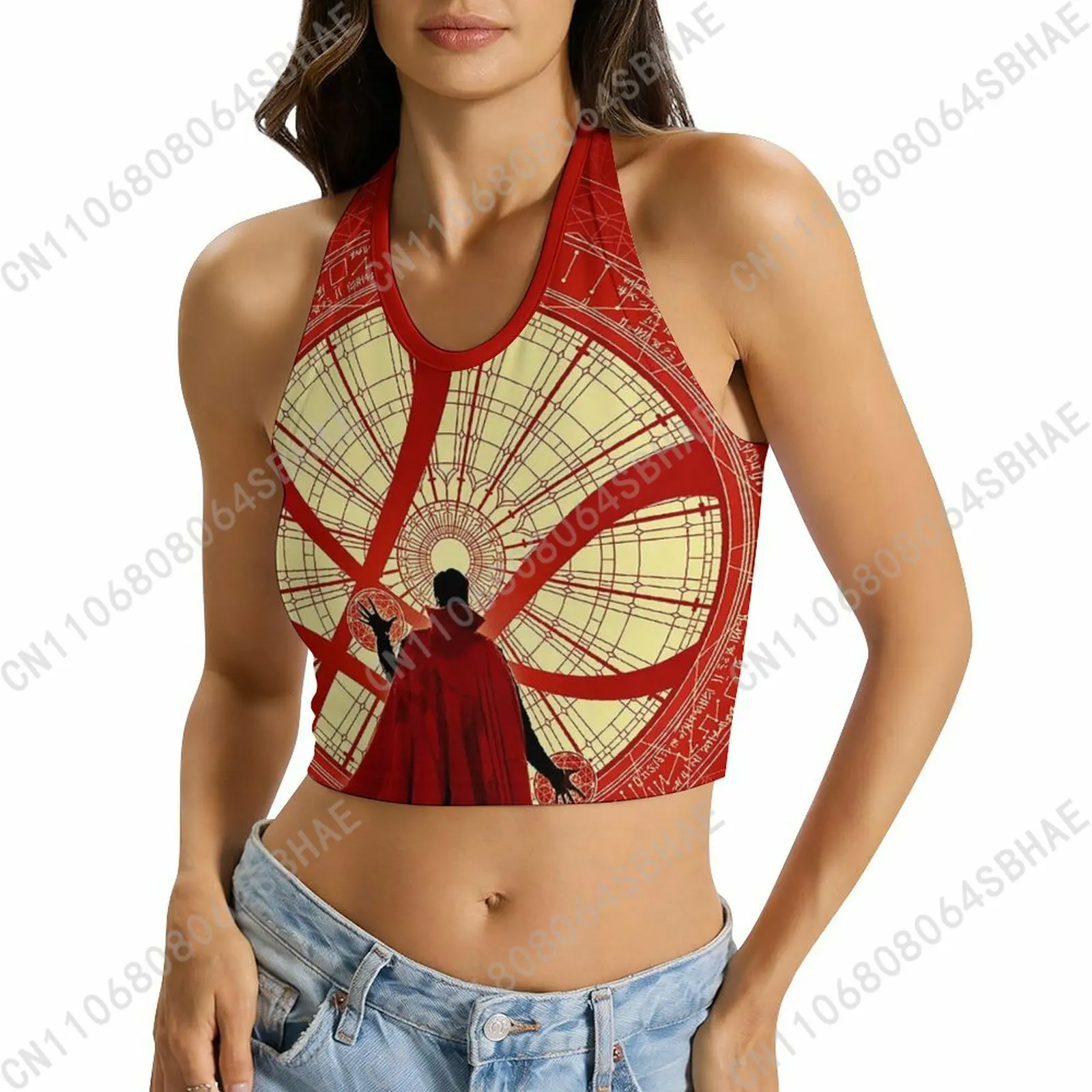 

Marvel Doctor Strange Custom Photo Women's Halter Top Personalized Tie Back Cami Upload Your Gift Wife Girlfriend Cosplay