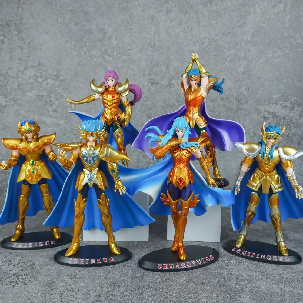 19CM Anime Saint Seiya Gold Saint Figure Aries Pisces Capricorn Aquarius Stand Animation Model Toys Gifts Collection Decoration