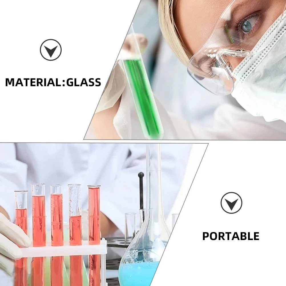 

20Pcs Glass Test Tubes Stable Transparent Clear Tubes for Scientific Experiments Storage Chemical Liquids DIY Artworks