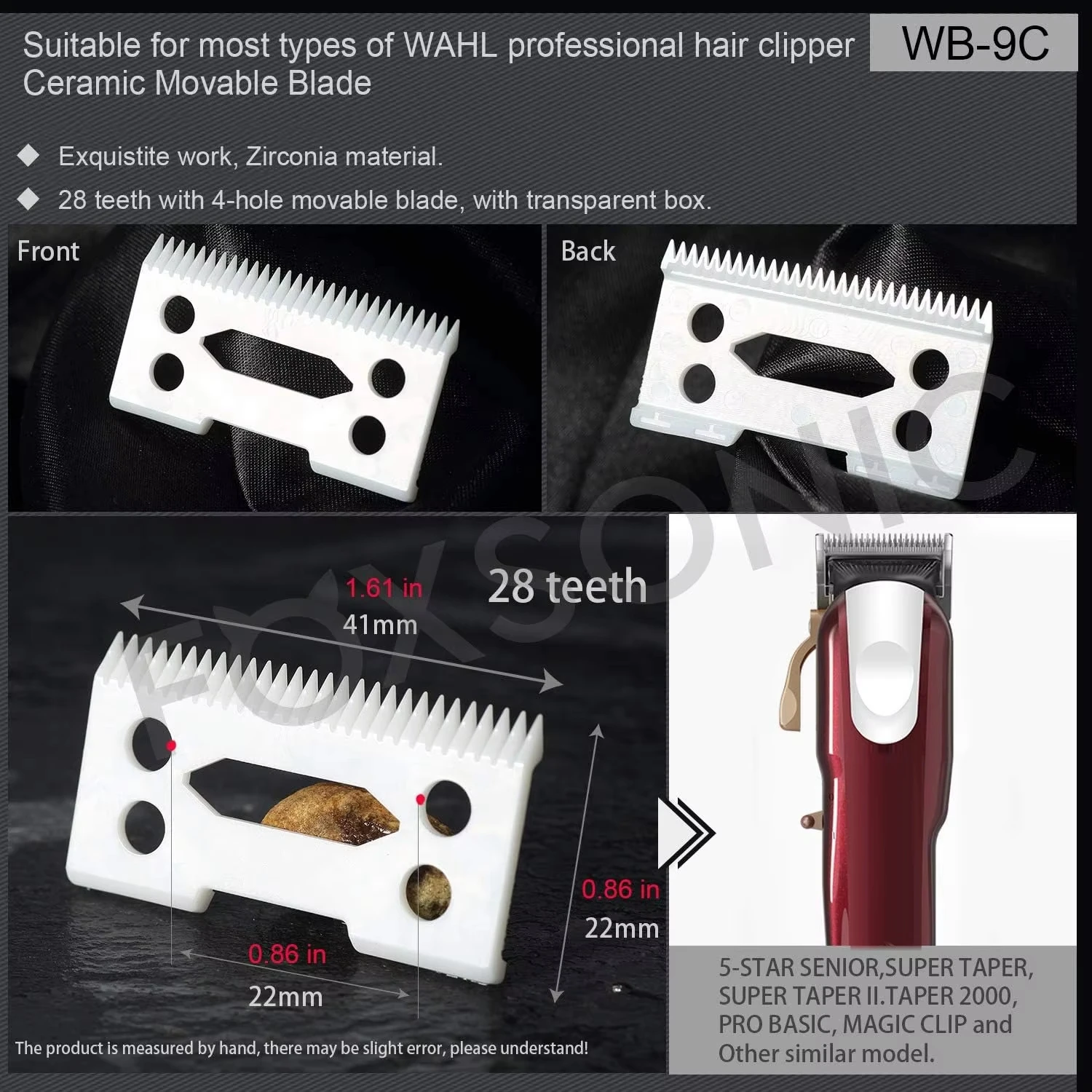 Lâminas cerâmicas de substituição profissional para wahl clipper cord sem fio sênior, clipe mágico, sterling3, esterlina 9, super cônico