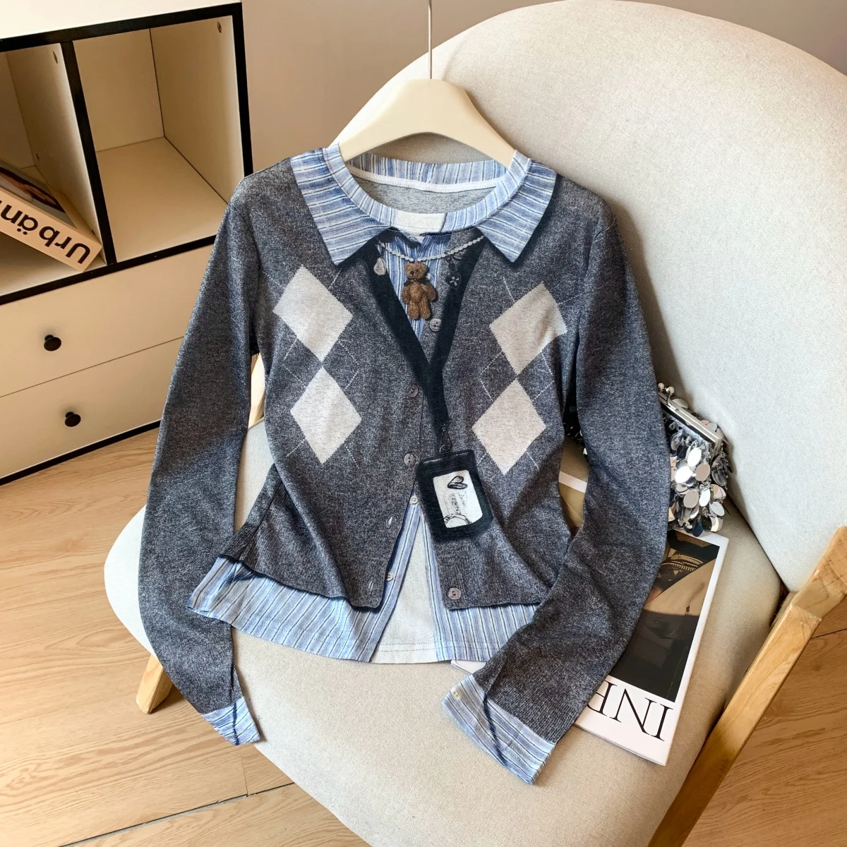 

Korean Style Long Sleeve Knitted Top Women Early Autumn New High-End Age-Defying Versatile Top Self-Keeping Fashionable