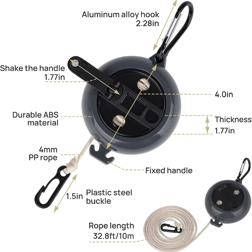 CZHIYAO 1Pc 10M Portable Travel Clothesline Adjustable Camping Clothing Line Suitable For Hotel Backyard Hiking Outdoor/Indoor