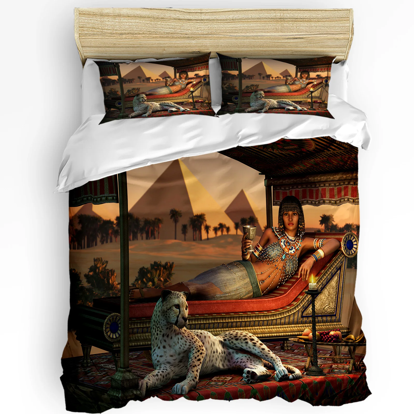 3pcs Bedding Set Cleopatra Egyptian Queen Culture Home Textile Duvet Cover Pillow Case Boy Kid Teen Girl Bedding Covers Set 2