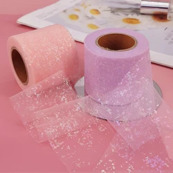 6cm 25yards Spot Tulle Ribbon Roll With Raidescent Stain Patern For DIY Handmade Hair Clips Hairbow Cake Topper Scraphbook Decor