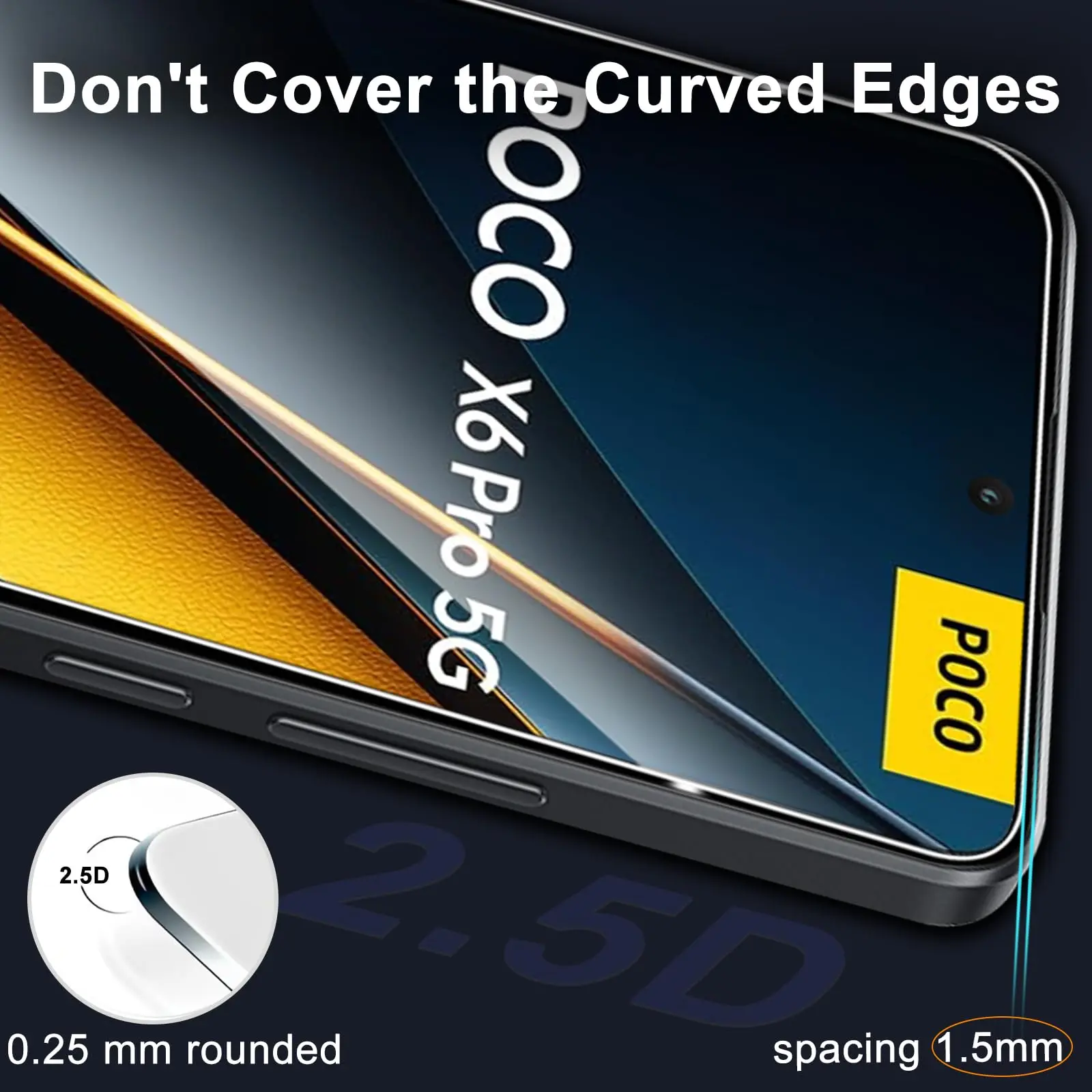 Xiaomi POCO X6 Pro 화면 보호기 강화 유리 크리스탈 운모 9H HD 투명 투명 안티 스크래치