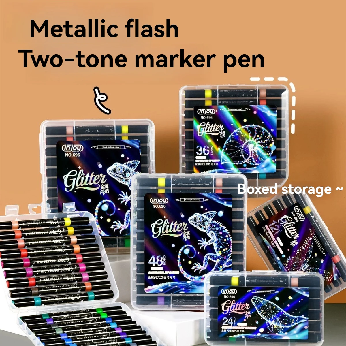 

12-48 Metal Glitter Marker Pens Sparkly And Shiny, Double Tips, for Painting,Ceramic, Glass,Scrapbooking, DIY Craft Making