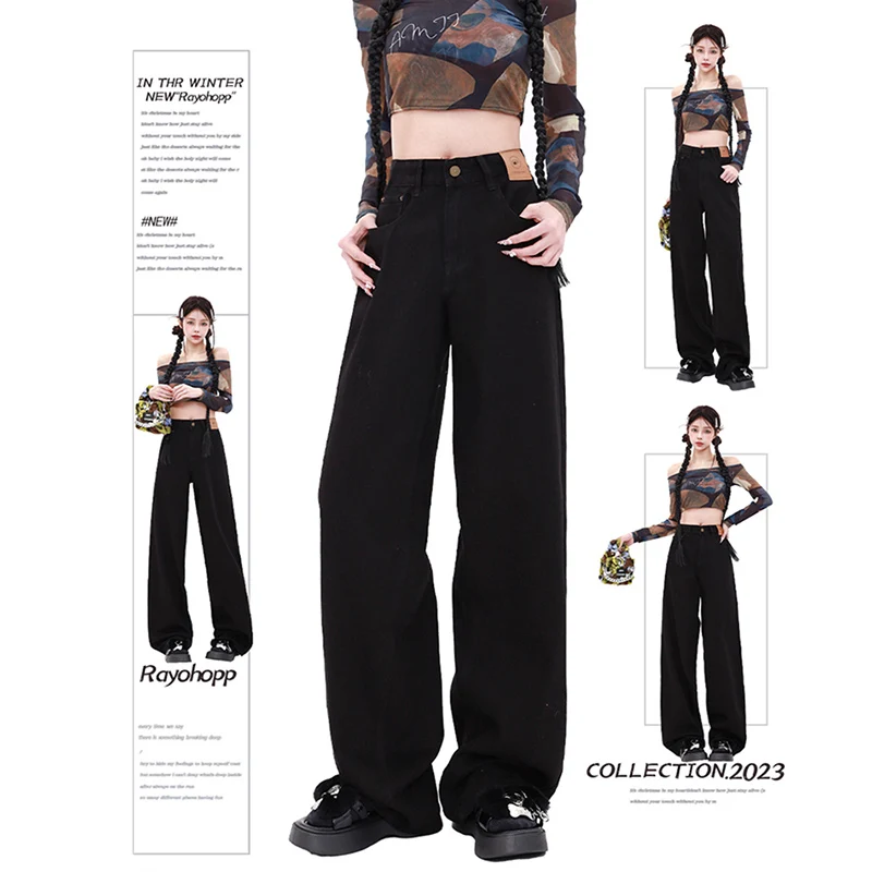 

WCFCX STUDIO Y2K Korean Style Jeans Women 2023 Autumn Winter 90s Vintage Denim Pant Long Trousers Female Streetwear