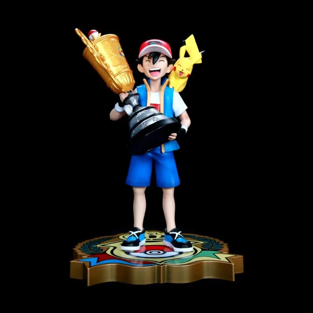 

28cm Anime Pokemon Ash Ketchum & Pikachu Trophy Ver. PVC Action Figure Game Statue Collectible Model Kids Toys Doll Gifts