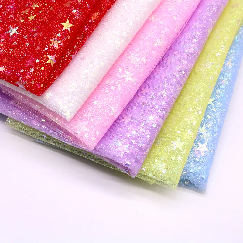 50x150cm Iridescent Star Tulle Fabric Wedding Birthday DIY Party Photograph Backdrop Girl Tutu Skirt Cloth Accessories Supply