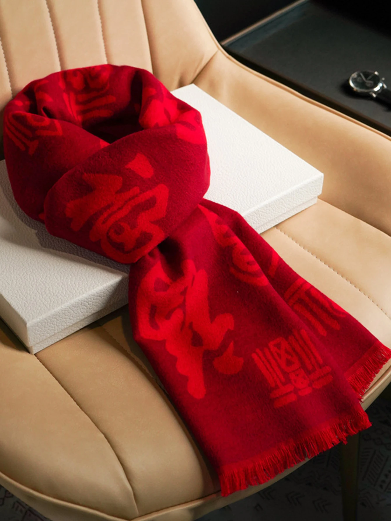 

Chinese Red Scarf Shawl Wraps For Women Autumn Winter Scarf Keep Warm Female Festival Stoles Foulard 180*31cm