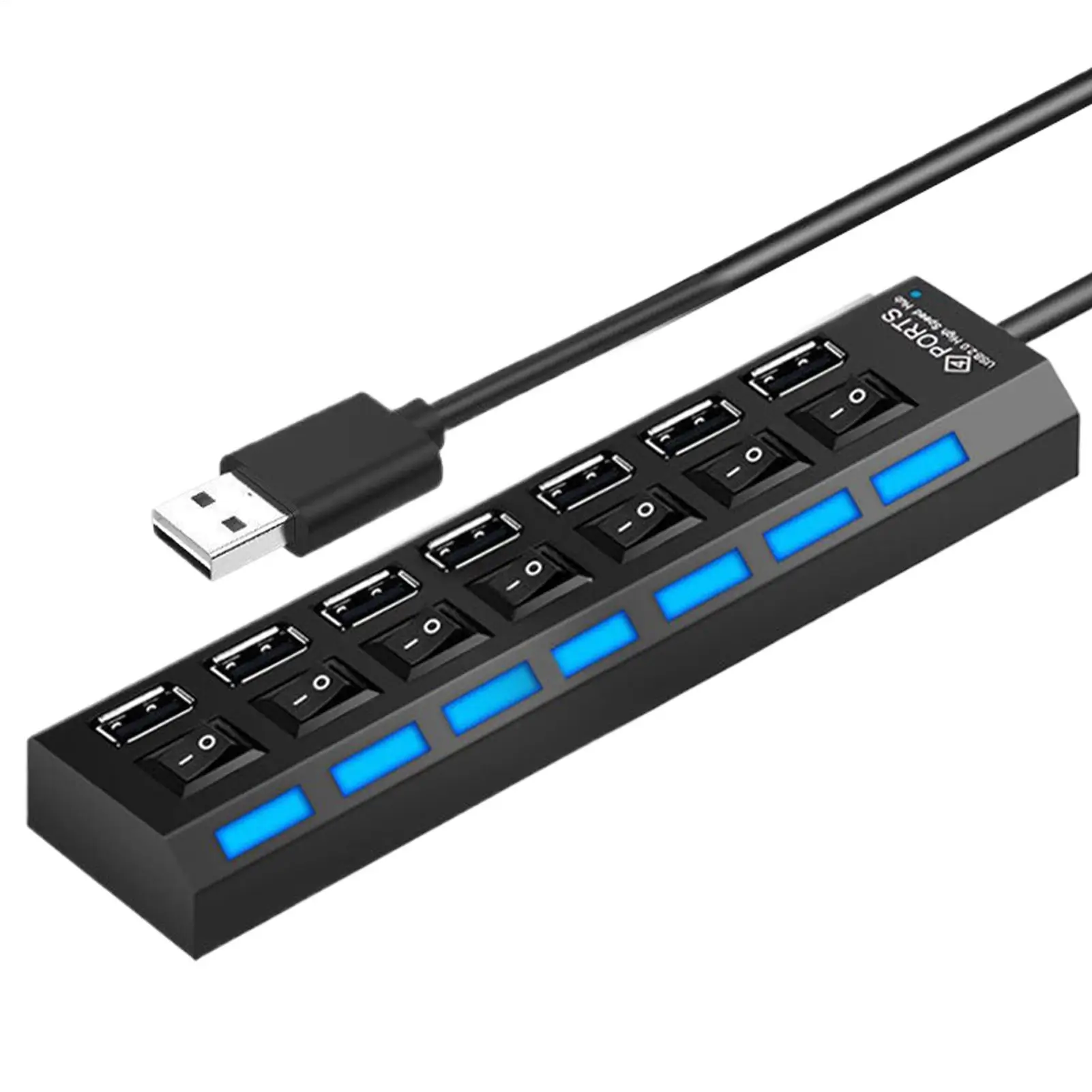 USB C Hub Multi-Port Data Splitter, Compact Anti-Slip Hub with Independent Button for Remote Work, Game Setup, Studio Travel