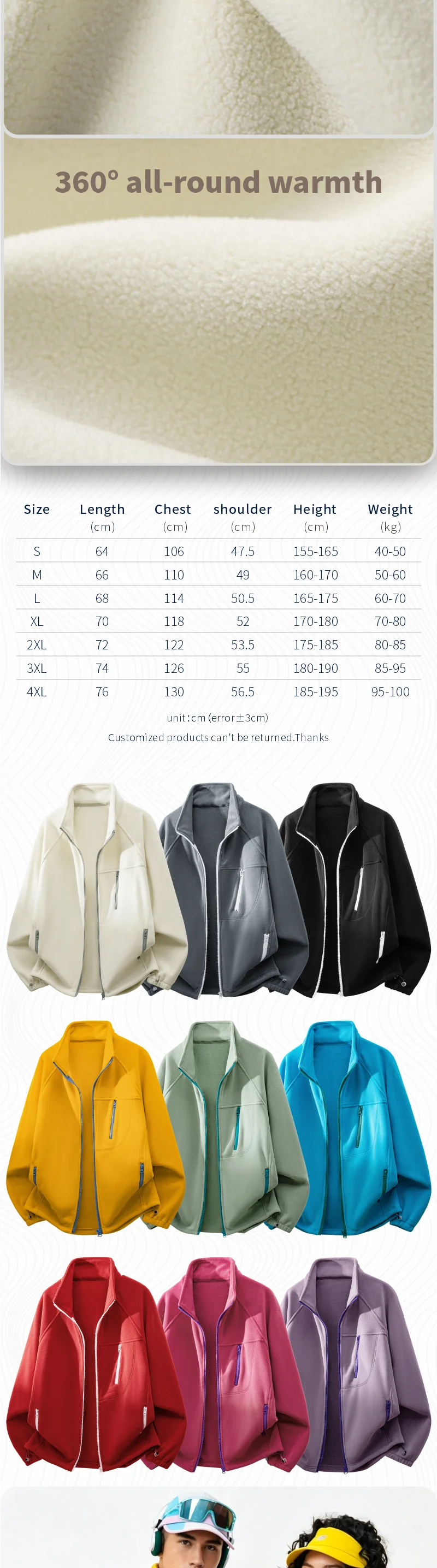Hochwertige Herbst-Winter-Mäntel für Damen und Herren, Neue Lässige Reißverschluss-Jacken, Fleece-Jacken in Verschiedenen Farben, Anpassbare Stickerei – Detail 2