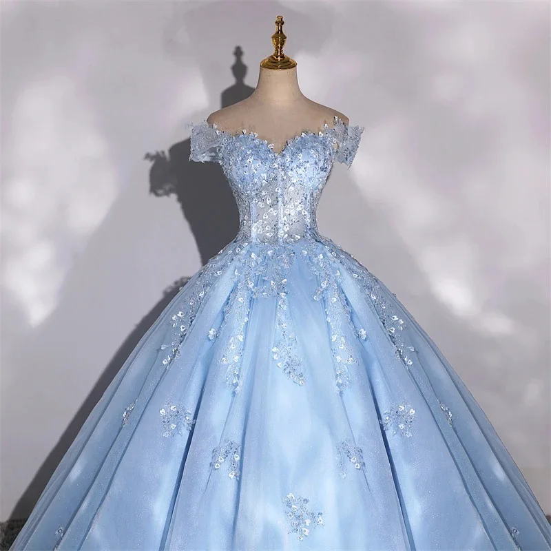 Robes De Quinceanera à épaules dénudées, nouvelles et exquises, avec des Appliques en dentelle et des perles, robes De bal De princesse, nouvelle collection 2026
