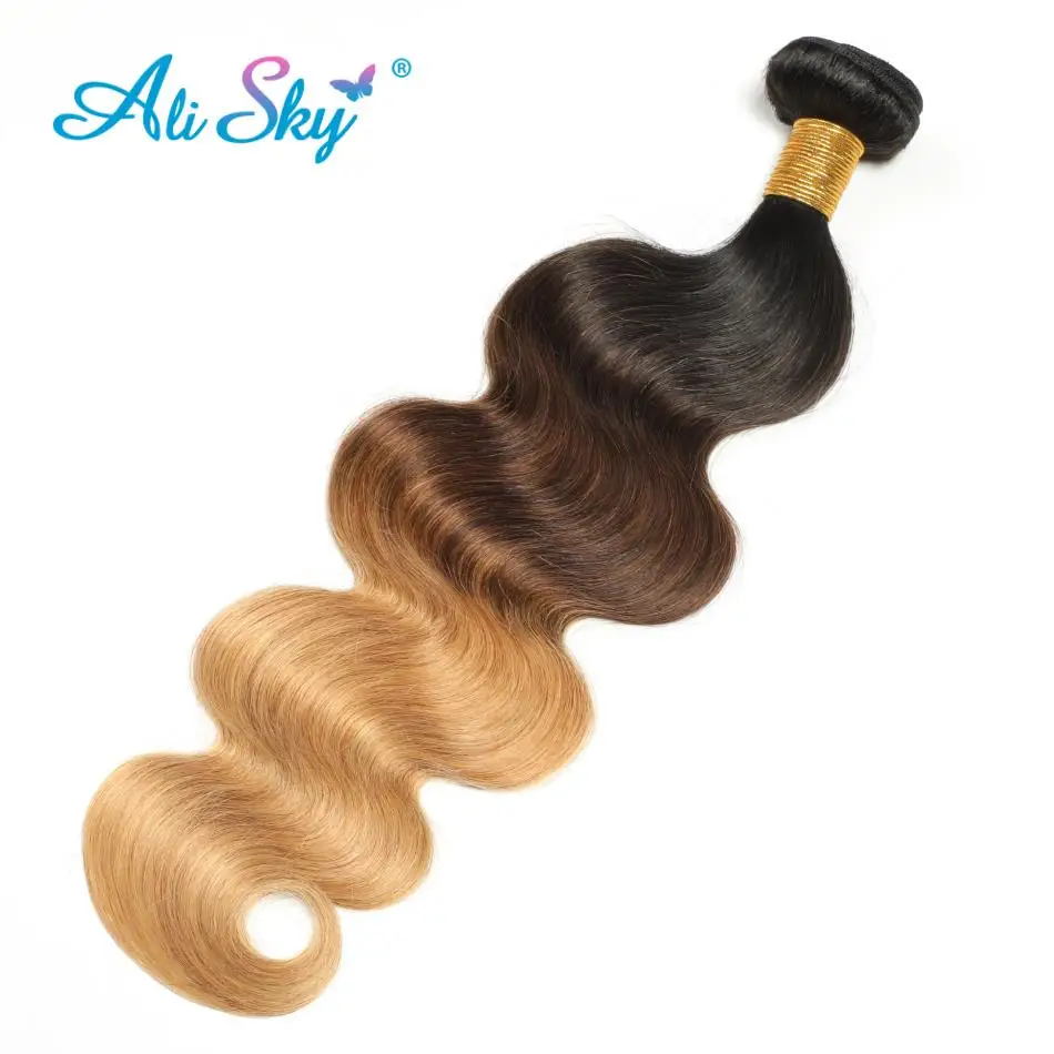 1B 4 27 Ombre Honey Blonde Body Wave Hair Weave 1/3/4 Bundles Soft 100%  Remy Human Hair Extension  Ali Sky Hair Precolored