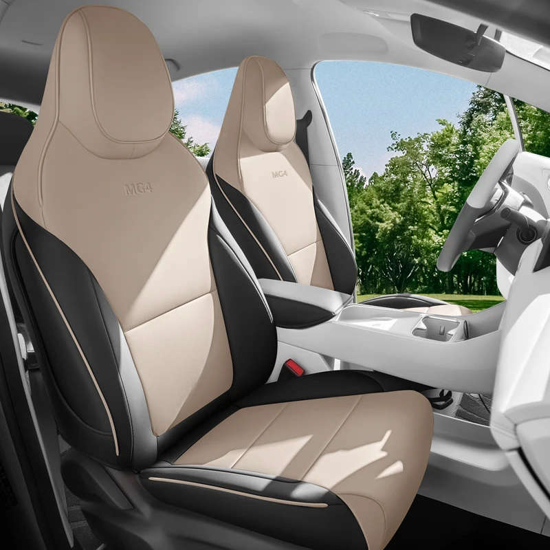 Automotive Komplettset Ledersitzbezüge 5 Sitze Vollumhüllendes Design Passend für MG4 EV 2026 Rutschfeste Auto-Innenraum-Sitzbezüge