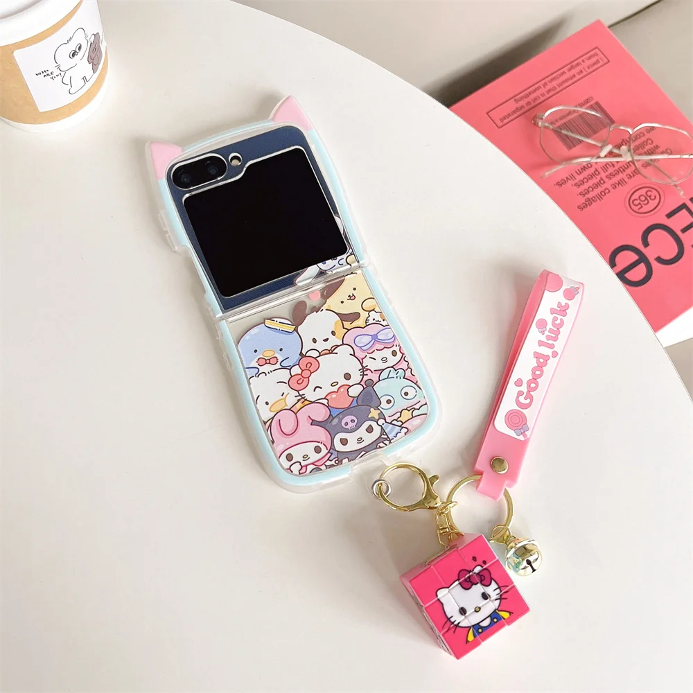 Sanrio Melody Hello kitty Kuromi Samsung Galaxy For Z Flip 3 4,Z Flip 5,Cute Hard Anti-drop Back Cover Funda Z Flip 6 Cartoon