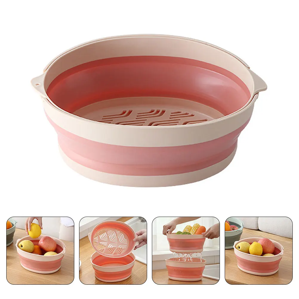 

Kitchen Foldable Drain Double-Layer Pp Material Easy Clean Multi-Purpose Vegetable Fruit Lightweight Space-Saving