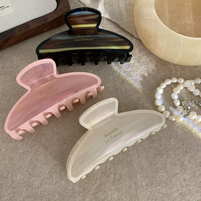 Early Spring New Design 10CM Arc-Shaped Hair Clip Simple Fashion Sweet Colorful Acetate Shark Clip Hair Accessories