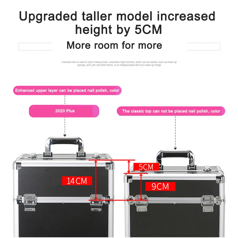 Large Pull Rod Toolbox Portable Multi-Layer Cosmetics Organizer Box With Universal Wheels Apply To Makeup & Hairdressing Storage