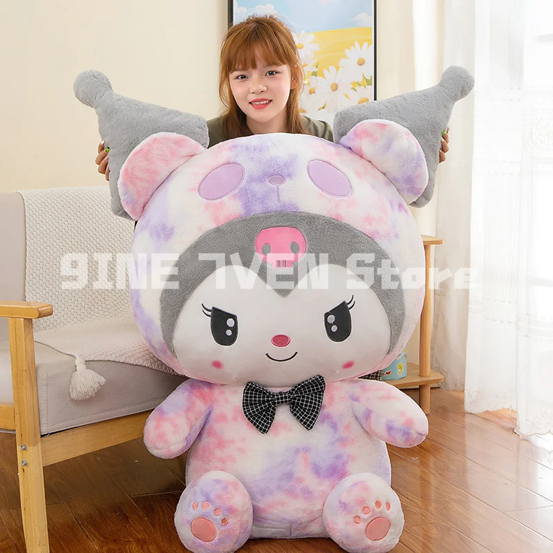 30-60cm Sanrio Kuromi Melody Cinnamoroll Anime Tie-dye peluche forma Shift Doll carino fidanzata regali peluche ripiene cuscino