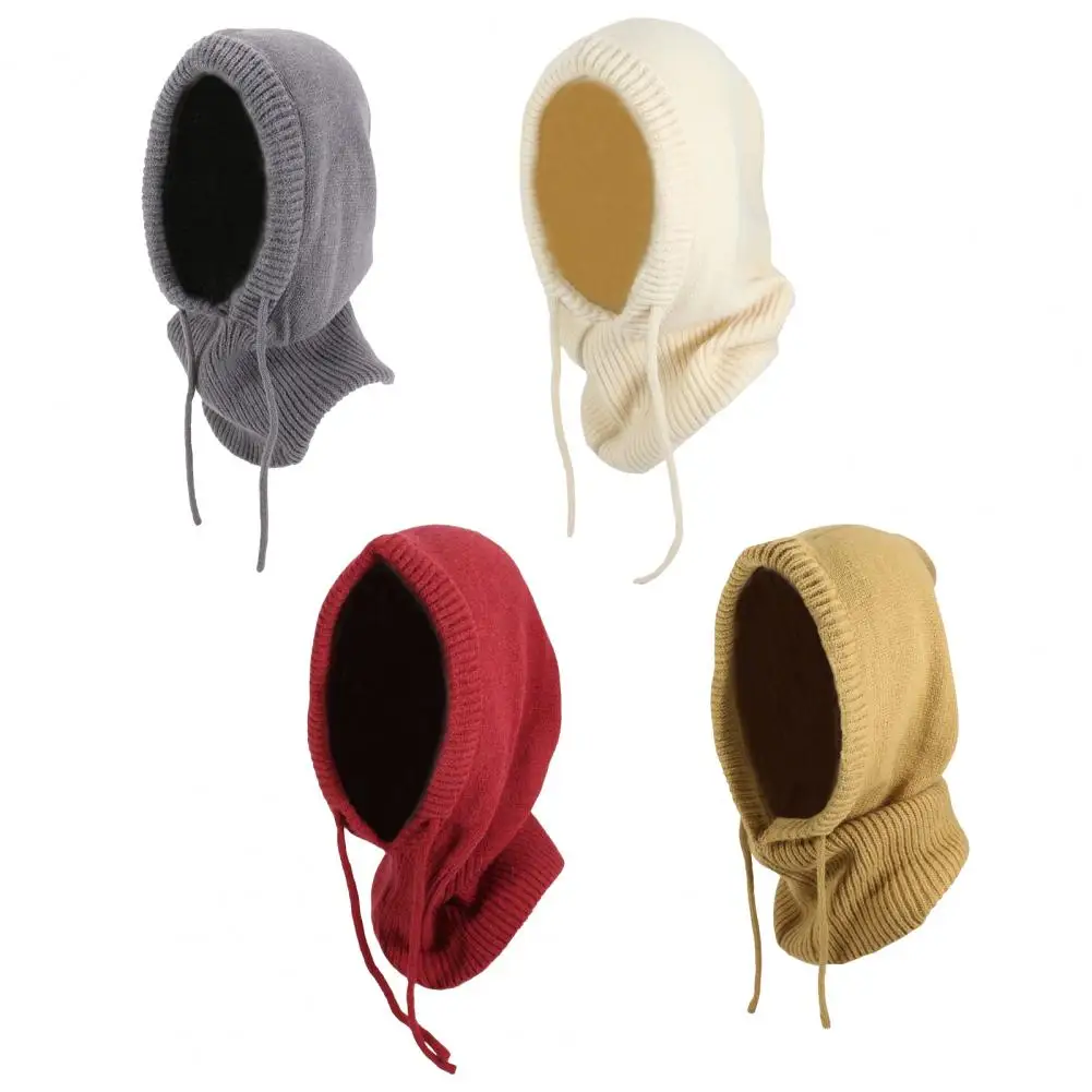 Winter Balaclava Hat for Men Women Windproof Full Coverage Knitted Hooded Neckerchief,Soft Skin Drawstring Thermal Cap