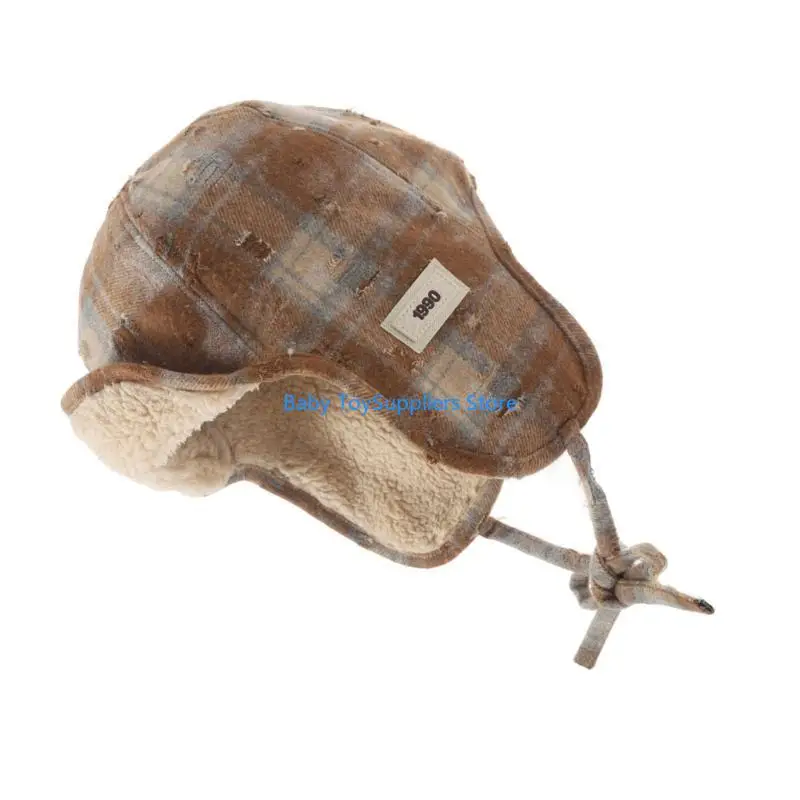 R1WF Thiết kế dạng lưới ấm áp ấm cúng Mũ Lei Feng với lớp lót lông cừu Đi lại hàng ngày Giải trí