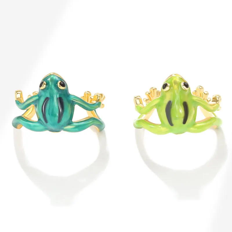 925 Sterling Silver Jewelry Enamel Frog-shaped Hug Finger Rings for Women Wedding Party Jewelry For Girls Friends Gift view 4
