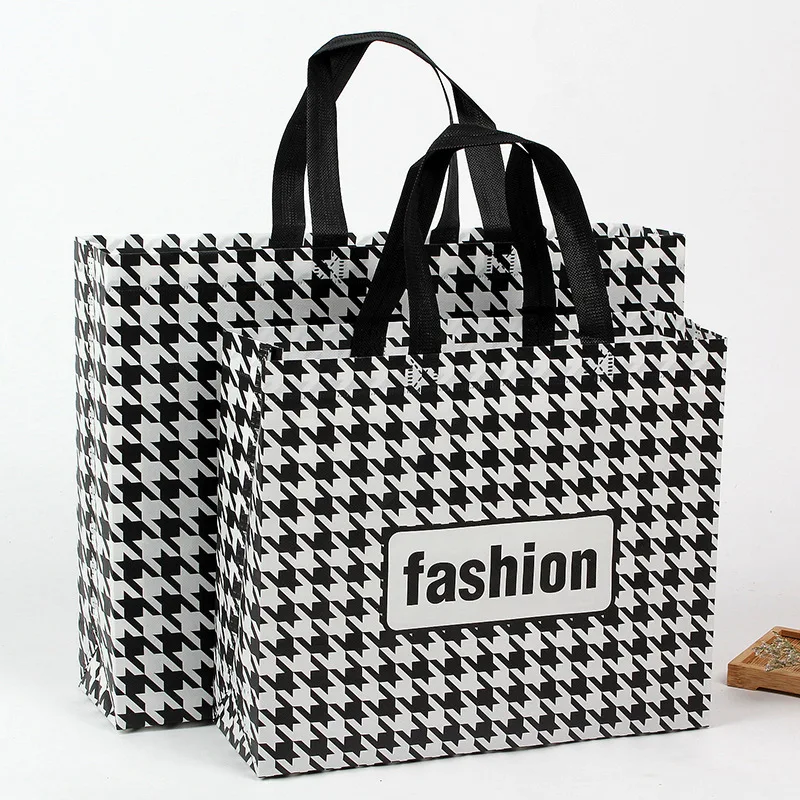 

50Pcs/Lot New Design Non-woven Tote Bag Plus Size Clothes Shopping Bags High Quality Gift Bags with Handle Friendly Packing Bags