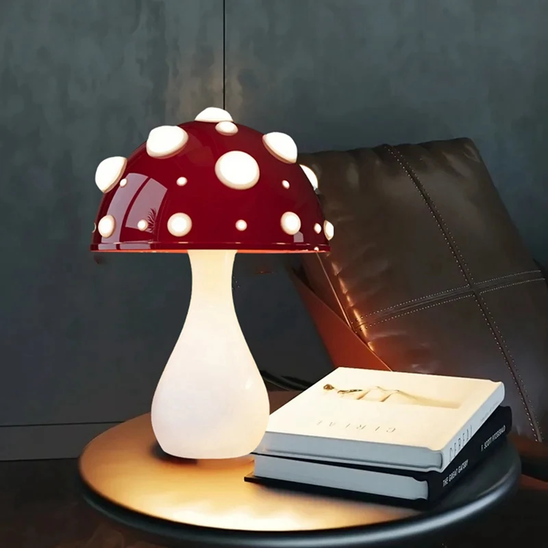 Toadstool Lamp, Bionic Mushroom Table Lamp, Hotel Living Room Home Atmosphere Light With Led Three-Color Bulb