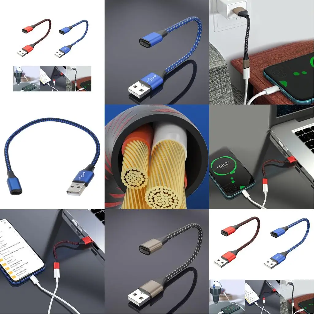 USB C Extension Cable Type C Female To USB 2.0 Male Extender Converter Data Transfer Adapter For Phone Laptop